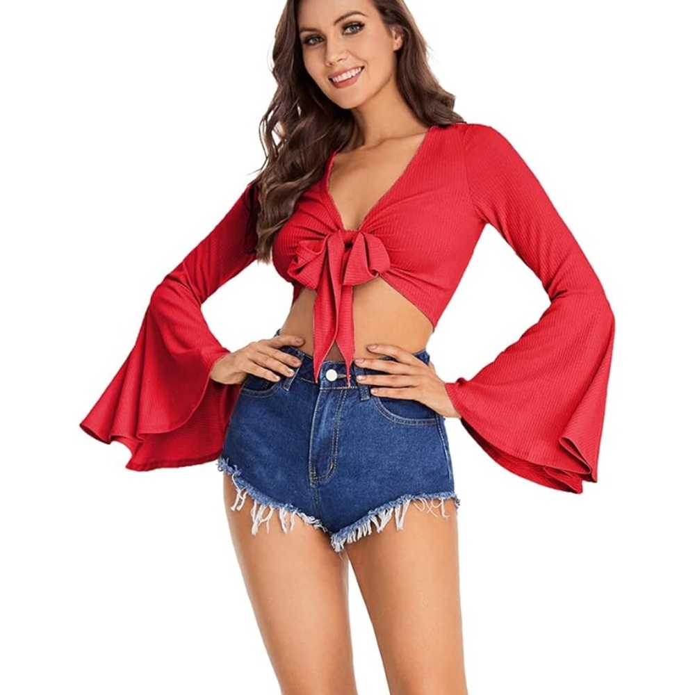Red flowy crop top